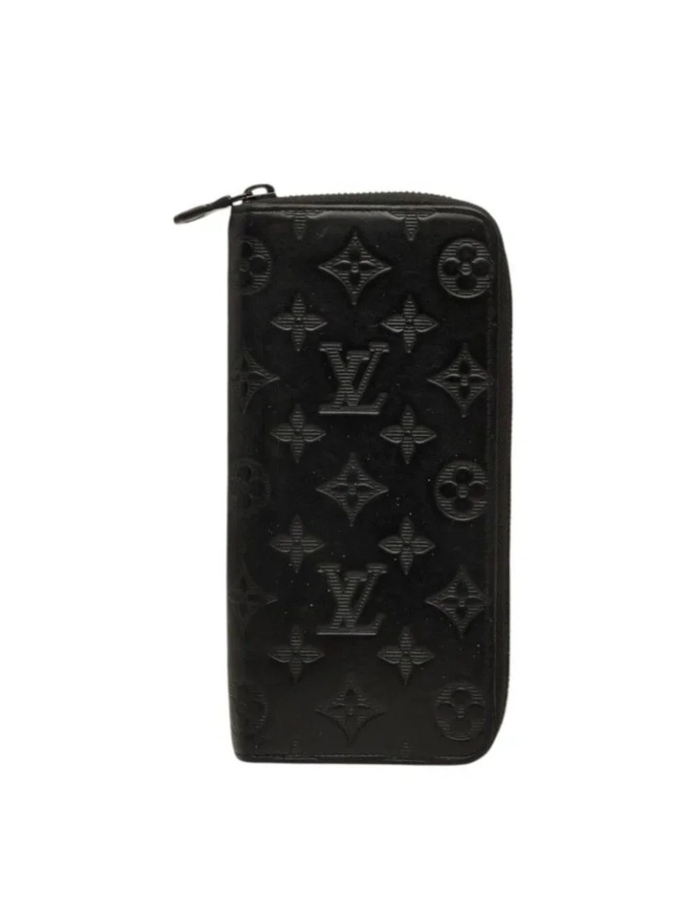 Louis Vuitton Monogram Shadow Zippy Wallet Vertical Black Leather